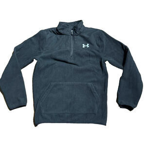 Under Armour YOUTH Size M Black 1/4 Zip Fleece pockets sweatshirt jacket